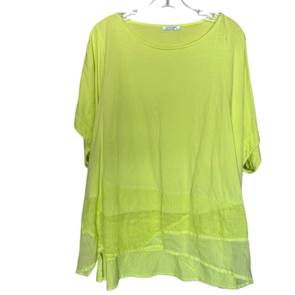 Banana Blue Australia Womens S Tunic Top Yellow Bright Short Sleeve Cotton Tee